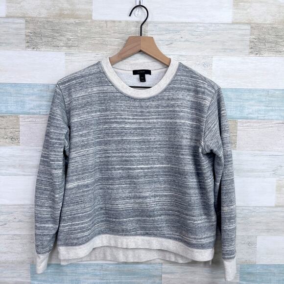 J Crew Boxy Fit High Low Sweatshirt Gray Space Dye Tencel Blend Womens XXS 2XS - Picture 1 of 6